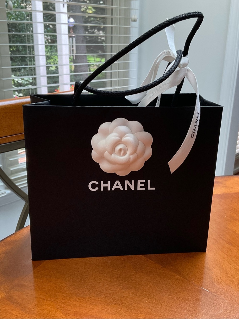 CHANEL GIFT BAG, CAMELLIA, RIBBON  AUTHENTIC NWT